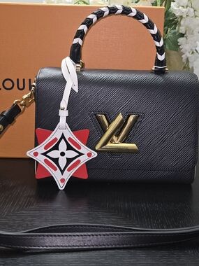 Louis Vuitton Black Epi Leather Twist MM Bag with Red & White Charm Limited Ed.